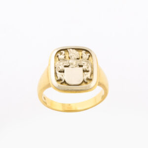 European White & Yellow 18kt Gold Signet Ring