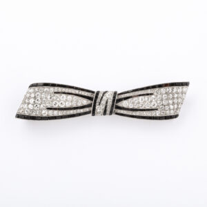 Diamond & Onyx Platinum Brooch