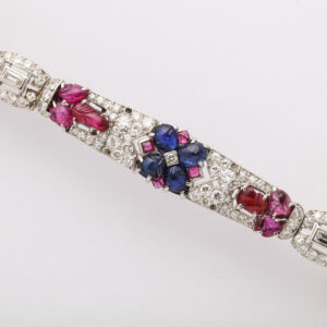 Platinum Sapphire, Ruby, & Diamond Bracelet