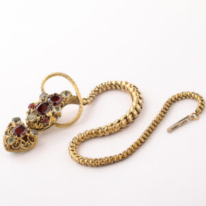 Victorian period Garnet & Chrysoberyl 15kt Gold Snake Bracelet
