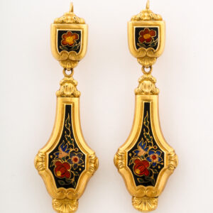 Victorian Period Polychrome Enameled 18kt Gold Earrings