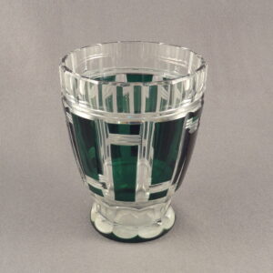 Leopold III Period Green Overlay Glass Vase, Joseph Simon for Val St. Lambert