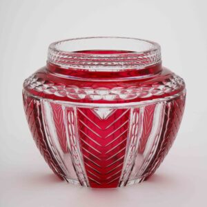 Leopold III Period Red Overlay Glass Vase, Val St. Lambert