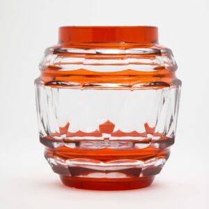 Leopold III Period Orange Overlay Glass Vase, Charles Graffart for Val St. Lambert