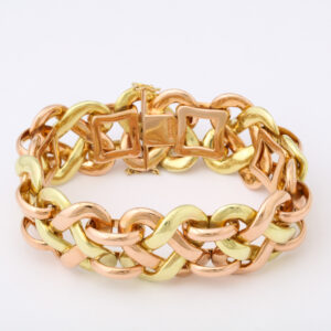 Italian 18kt 2-tone Gold Bracelet with Interlaced Motif
