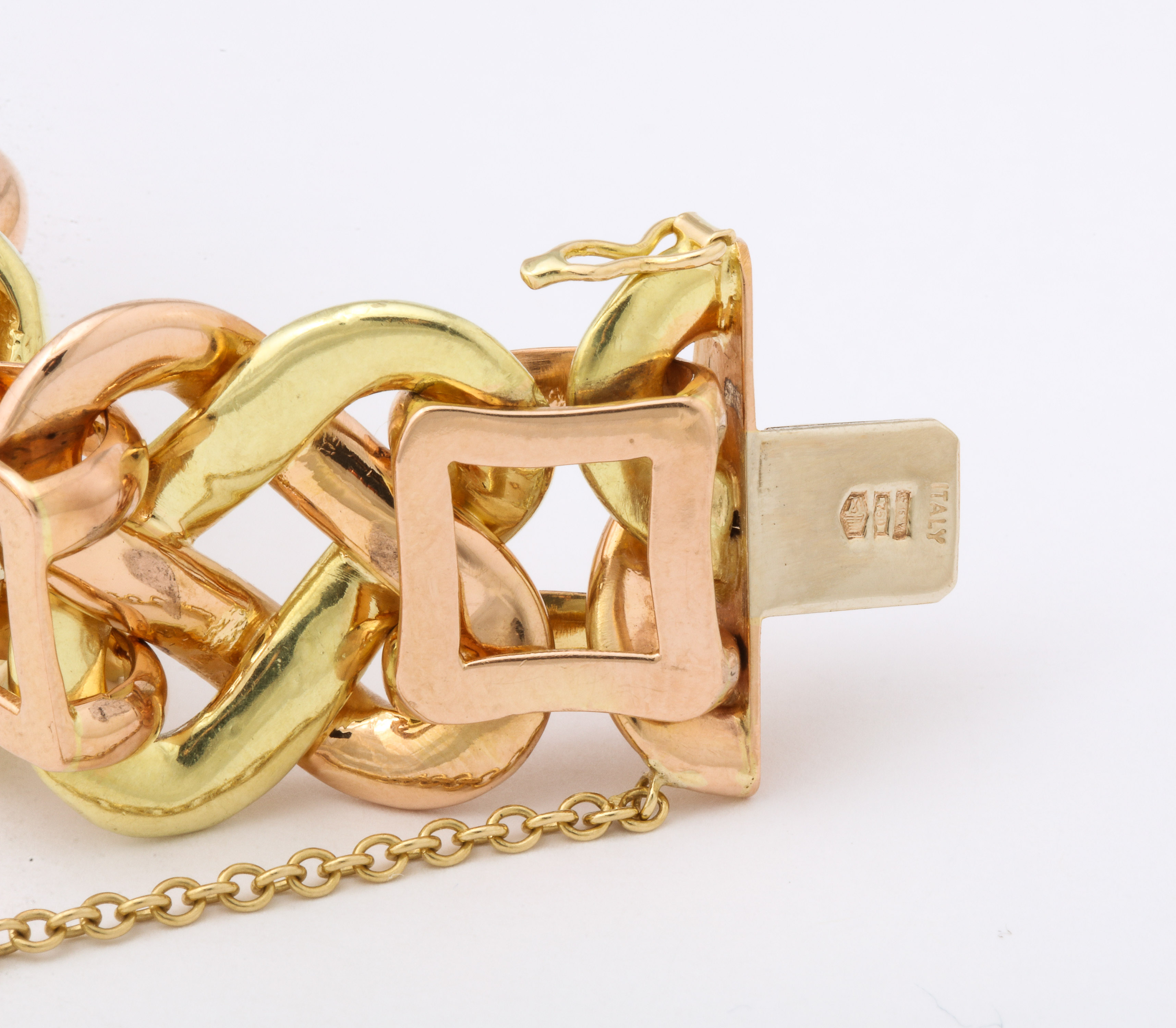 Italian 18kt 2-tone Gold Bracelet with Interlaced Motif - Image 2