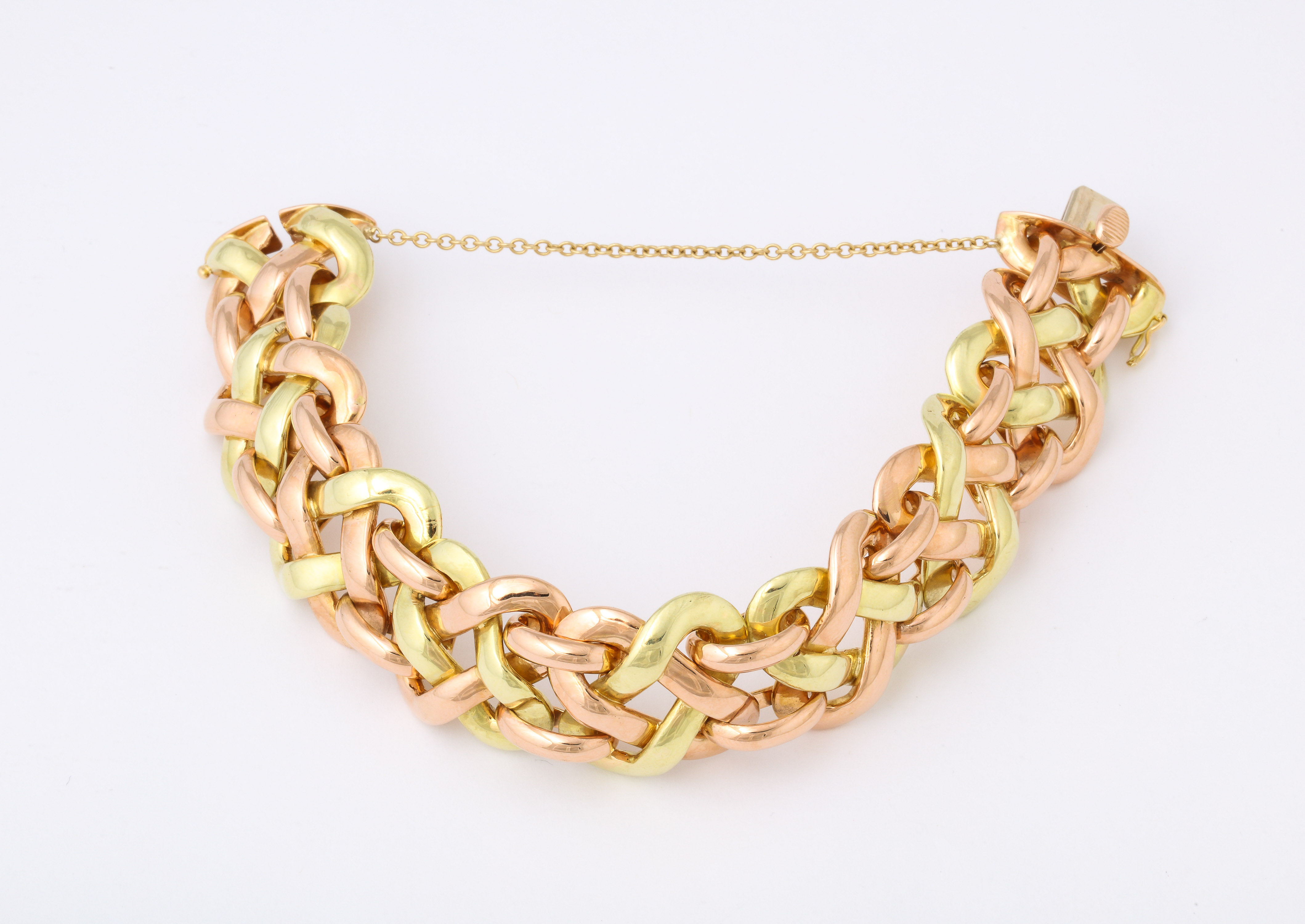 Italian 18kt 2-tone Gold Bracelet with Interlaced Motif - Image 3