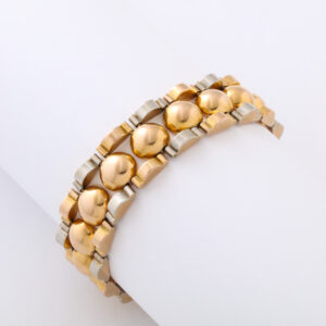 American Platinum 18kt Gold Bracelet with Half Dome Motif