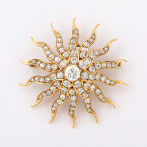 American 18kt Gold Diamond Starburst Brooch/Pendant